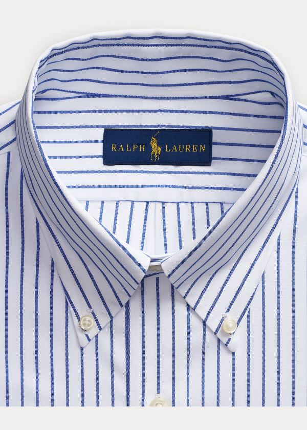 Camisa Polo Ralph Lauren Hombre Azules / Blancos - Custom Fit Striped - QZPEB8013